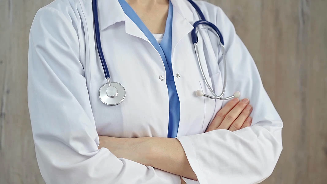 Nurse smiling during telehealth visit